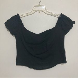 JUSTFAB Black Crop Top Size L